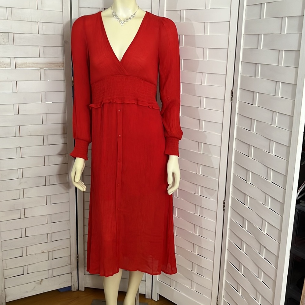 Lulu’s go for it red long sleeve midi dress